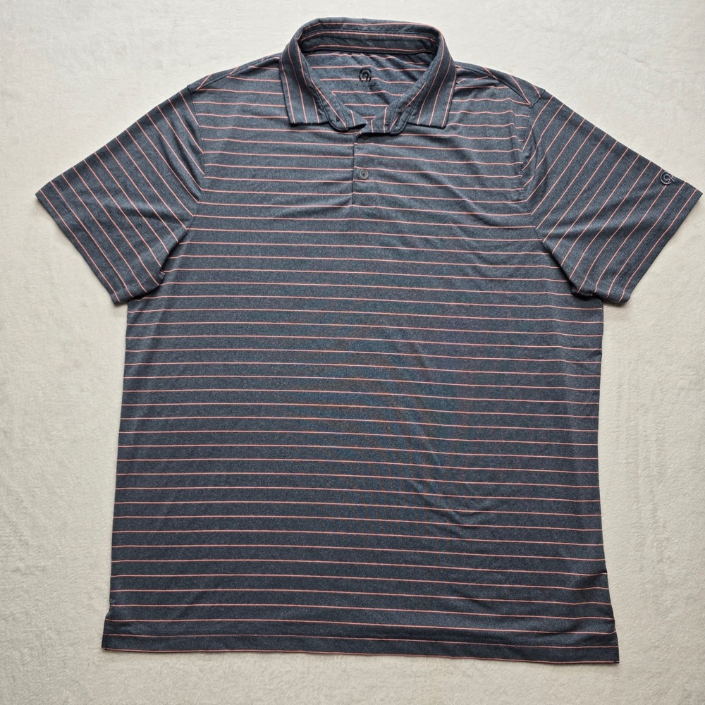 Champion Polo Shirt‎ Athletic Striped Gray Orange Performance Men XL